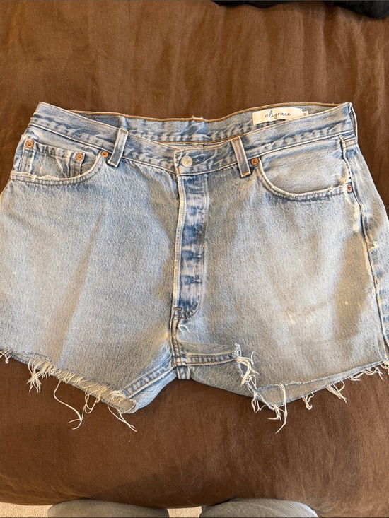 Agolde Pants - Agolde Faded Light Blue High-Rise Cutoff Denim Shorts